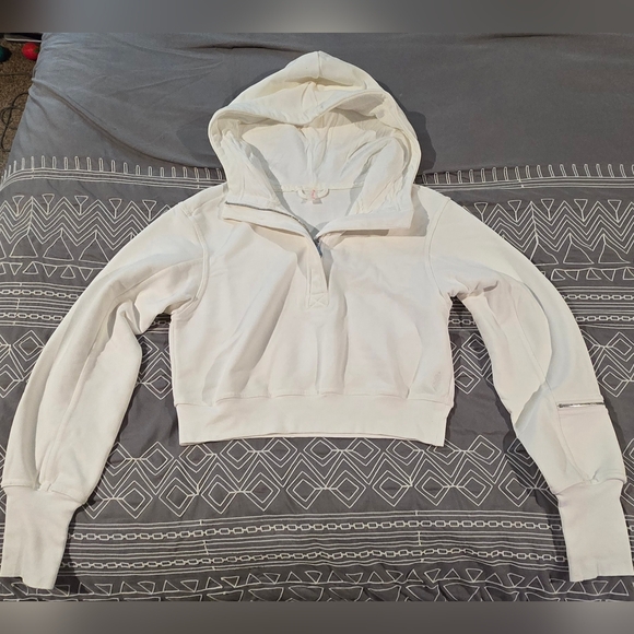 Free People Tops - Free People Core Four Sweat White Hoodie Size Medium